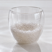 Tasses à thé en verre à double paroi avec graviers de cristaux naturels pour la vente en gros, idéales pour la maison, le bureau et l'usage quotidien