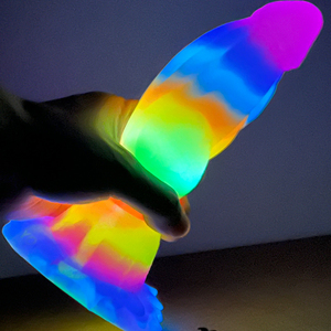 FAAK-consolador de monstruo multicolor para mujer, consolador con estimulación curva anal de 7,6 pulgadas, que brilla en la oscuridad, luminoso, bestia - Product Image 2