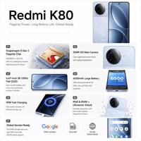 Téléphone mobile Redmi K80 version chinoise 5G, Snapdragon 8 Gen 3, LPDDR5X, UFS 4.0, écran OLED 2K 120Hz, batterie 6550mAh, charge rapide 90W, stock en gros