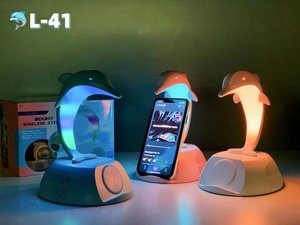 New L-41 Cá Heo Màu Xanh Răng Loa 15W Loa Không Dây Led Bầu Không Khí Ánh Sáng Điện Thoại Di Động Đứng Loa Máy Tính Để Bàn - Product Image 4