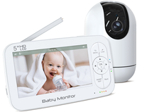 PIX-LINK Moniteur bébé sans fil WiFi avec écran HD 5 pouces, détection de pleurs, audio et vidéo, surveillance à domicile, caméra PTZ 720P, batterie 5000mAh