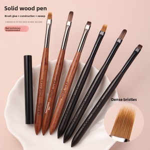 Nuevo Set de 6 Pinceles de Manicura con Mango de Sándalo, Cortos, Redondos y Cuadrados, para Base, Gel UV, Diseño de <span class=keywords><strong>Uñas</strong></span> Largas y Degradados - Product Image 1