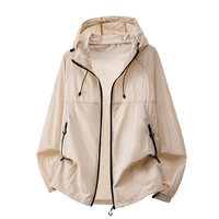 Veste à col boutonné pour femme, résistante aux UV, en polyester/rayonne, motif 3D, UPF 50+, protection solaire, capuche légère, haut d'été