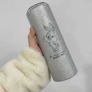Lot de 25 gobelets isothermes à double paroi de 20 oz, argent mats, vierges pour sublimation, à paillettes, fins et droits - Product Image 1
