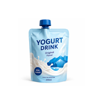 Bouteille souple personnalisable en plastique écologique de qualité alimentaire, imprimée en héliogravure, pour jus de fruits (ananas, mangue), lait et café
