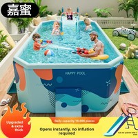 Piscine gonflable pliable en PVC pour enfants, bébés et adultes, usage domestique, extra-épaisse, 5 couches, résistante à l'usure, avec toboggan