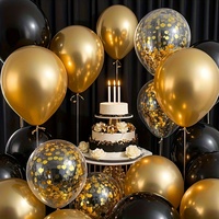 Kit de ballons en latex à paillettes rondes noires et dorées, 60 pièces/ensemble, durables, pour la décoration de mariages, anniversaires, festivals et de la pièce.