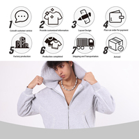 Sweat à capuche zippé pour homme avec logo personnalisé, en molleton 350G, coupe ample, design de couture à 3 aiguilles et 5 fils