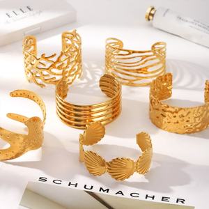 Elegant Stainless Steel Chunky 316l 18k <b>Gold</b> <b>Plated</b> Women's Fashion Bracelets and <b>Bangles</b> Jewelry for Women - Product Image 4