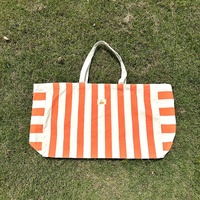 Nouveau design, sac fourre-tout en toile de coton rayé grande capacité, résistant à l'eau, avec poignée, réutilisable, pour la plage, le quotidien, les courses, vente en gros