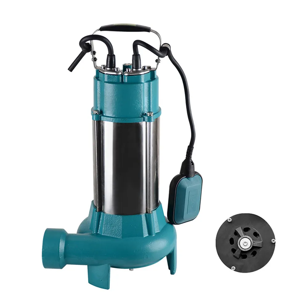Pompe à ventouse avec système de meulage verticale, submersible pour traitement de l'eau et déchets, 7 l