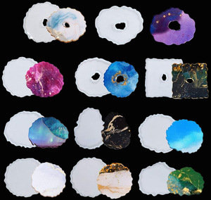 แม่พิมพ์ซิลิโคนรองแก้วชาแบบไม่สม่ำเสมอ,ที่รองแก้วไวน์แม่พิมพ์เรซินอีพ็อกซี่ยูวีสำหรับโต๊ะปาร์ตี้ครอบครัว DIY อุปกรณ์ทำเครื่องประดับ - Product Image 3