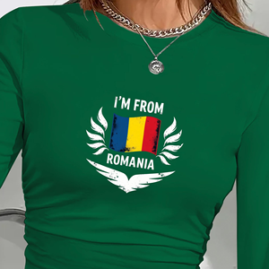 Camisa de manga larga de moda para mujer con diseño de bandera nacional, camiseta de verano fresca e informal. - Product Image 1
