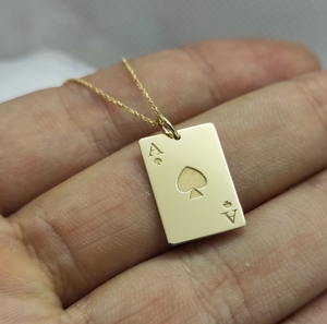 <span class=keywords><strong>Oro</strong></span> 18k placcato <span class=keywords><strong>asso</strong></span> di picche collana di Poker con ciondolo di carte da gioco Charm <span class=keywords><strong>oro</strong></span> portafortuna gioielli di buona fortuna - Product Image 4