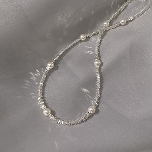 Everything Choker Chaîne de clavicule Perle Argent <span class=keywords><strong>Cassé</strong></span> Full Star Collier Bonne Texture Fine Version Silver Choker - Product Image 6