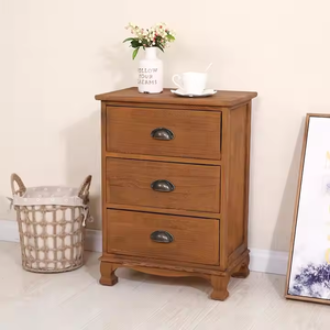 Offre spéciale d'usine Vente en gros Armoire en bois massif de couleur rôtie antique avec tiroir Table de chevet Table d'appoint pour ensembles de meubles de salon - Product Image 5