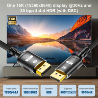 16K DP 2,1 Cable Pantalla de alta frecuencia de actualización Puerto DP Macho a macho Cable de audio y VIDEO 4K 8K 60HZ 120HZ 144HZ DP2.0 DP2.1 Cable de línea