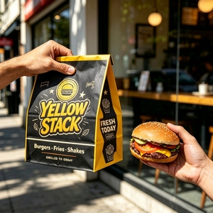 Sac d'emballage pour hamburgers en papier kraft écologique de qualité alimentaire imprimé sur mesure, sac à sandwich en papier brun enduit de cire pour frites, pâtisseries, biscuits - Product Image 3