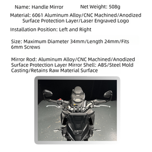Espejo Retrovisor para Manillar de Yamaha <span class=keywords><strong>MT</strong></span>-<span class=keywords><strong>03</strong></span> MT07 MT09 SP, Campo de Visión Extendido - Product Image 5