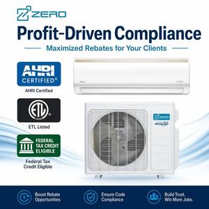 Aire Acondicionado Mini Split <span class=keywords><strong>de</strong></span> Pared ZERO 17seer2 18000 BTU 230V, Bomba <span class=keywords><strong>de</strong></span> Calor R32, Solución HVAC <span class=keywords><strong>de</strong></span> Grado Profesional, AHRI ETL - Product Image 5