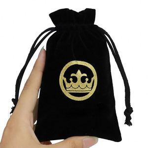 High Quality Velvet Jewellery Pouches Black Color Velvet Gift Bags With Ribbon Reusable Velvet Gift Bag for Packing - Product Image 5
