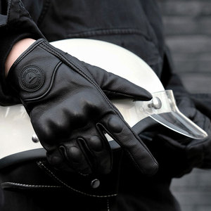 Gants de moto TKNE en cuir de chèvre véritable, compatibles écran tactile, avec protection des articulations des poings - Product Image 6