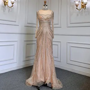 4 Farben muslim isch Perlen Quaste Meerjungfrau Dubai arabisch Abendkleider Luxus 2023 für Damen Hochzeit Party kleider