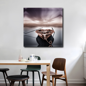 Vente en gros bateau sur la rivière toile peinture imprimée paysage art mural salon arts et artisanat pour décoration murale - Product Image 2