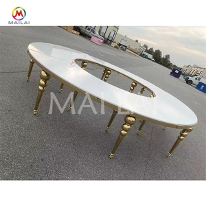 طاولة طعام مستديرة فاخرة من الفولاذ المقاوم للصدأ الذهبي للمناسبات والأعراس مع أرجل ذهبية من الفولاذ المقاوم للصدأ - Product Image 4