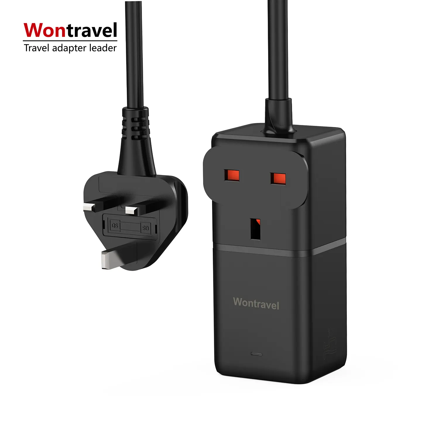 Wontravel ekstensi listrik tipe UK daya timbal listrik 3 Tipe C 75W PD Surge Protector Strip daya dengan port Usb