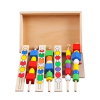 Montessori Educational Wooden Lacing Beads Toys Threading Beads Game Beaded Stringing Games
