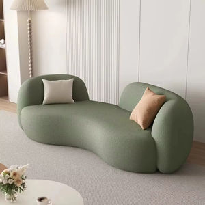 Ensemble de canapés élégants en vert incurvé Meubles de salon rembourrés de qualité supérieure avec un design confortable - Product Image 4