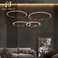 Lumière circulaire décorative de lustre de cristal naturel LED de galerie de villa d'hôtel personnalisée avancée