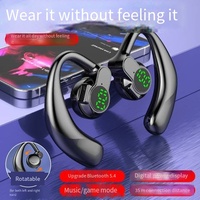 Écouteurs sans fil C52 180° rotatifs avec affichage LED, OWS pour écouteurs 5.4, à crochet d'oreille unique, commande tactile, pour sport et gaming