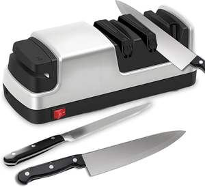 Aiguiseur électrique professionnel à 3 étages, technologie abrasive au diamant, aiguiseur de couteaux électrique rechargeable par USB durable - Product Image 1