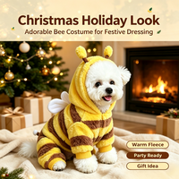 Nouveau Harnais D-Ring pour Animaux de Compagnie 2026, Motif Abeille Mignonne, en Polaire Rayée, à 2 ou 4 Pattes, pour Chien et Chat, avec Capuche d'Hiver, pour Halloween et Cosplay, Vente en Gros