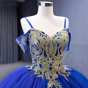 ชุดเดรสงาน Quinceanera สีน้ำเงินรอยัลแบบเจ้าหญิง รุ่น 231062 แต่งลูกไม้ระบายจีบแบบหวาน พร้อมชายกระโปรงยาวแบบ Chapel Train เหมาะสำหรับงานปาร์ตี้ - Product Image 2