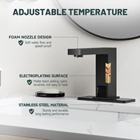 Robinet de lavabo automatique infrarouge noir de haute qualité HLK avec cartouche céramique, montage monotrou pour hôtels et hôpitaux