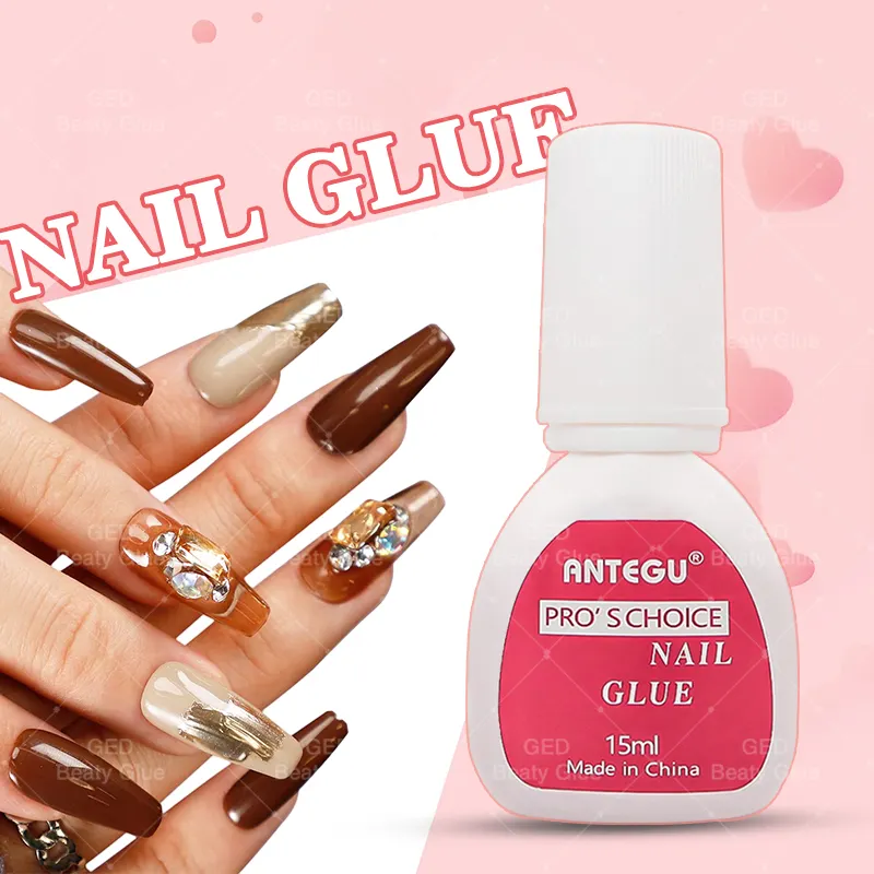 Chuyên Nghiệp 15Ml Chai Báo Chí Trên Móng Tay Mẹo Nail Keo Với Bàn Chải Cho Nail Tip Và Rhinestone Trang Trí