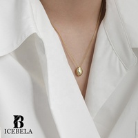 Collier Pendentif Dôme Ovale Minimaliste en Or Plaqué 18 carats pour Femme, Colliers Goutte d'Eau pour Filles, Vente en Gros de Bijoux Fins