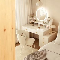 Meubles de chambre à coucher en gros, commode de luxe légère, style moderne, coiffeuses tendance, table de maquillage avec miroir et armoire