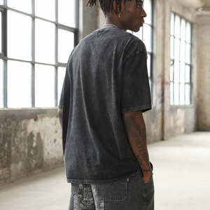 Set Personalizzato di Maglietta e Pantaloncini in Cotone <span class=keywords><strong>2t</strong></span>, Design Oversize Unisex Hip Hop, Effetto Vintage Acid Wash per Uomo - Product Image 2