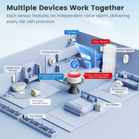 Sirène d'alarme audiovisuelle WiFi Tuya, contrôle par application, alerte stroboscopique, capteur de fumée pour porte et fenêtre, maison, hôpital, école, sans caméra