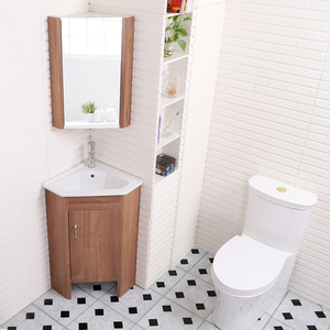 New <strong>Free</strong> <strong>Standing</strong> PVC Modern Hotel <strong>Bathroom</strong> Corner Cabinet with Ceramic Basin and Framed <strong>Mirror</strong> - Product Image 3