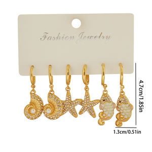 Set di gioielli con diamanti con borchie di stelle e stelle 18k stile spiaggia alla moda gioielli da donna in lega - Product Image 2