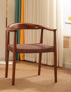 Sedia da Pranzo in <span class=keywords><strong>Legno</strong></span> Massello Naturale con Braccioli, Stile Moderno e Lussuoso per Ristoranti e Hotel - Product Image 2