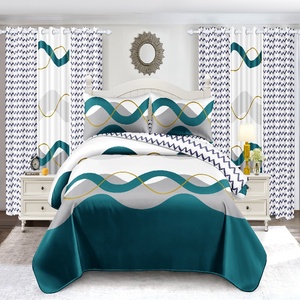 Venta al por mayor suave ligero geométrico <span class=keywords><strong>colcha</strong></span> conjunto a juego cortinas funda de almohada funda de sofá con patrón de plantas para uso doméstico - Product Image 6