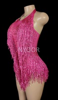 Hot licou gland lumineux sans manches barboteuse danse performance robe compétition latine pratique