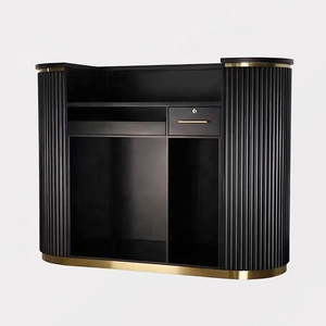 Mostrador de Recepción Curvo, Mostrador de Servicio para Peluquería, Mostrador de Caja Negro, Mostrador Especial para Tiendas de Belleza - Product Image 5
