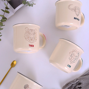 แก้วกาแฟเซรามิกเคลือบสีทองขนาด420มล. ถ้วยแก้วกาแฟขอบดำสไตล์คลาสสิก - Product Image 3